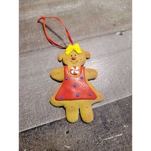 Gingerbread Girl cookie dress peppermint candy bow ornament Xmas